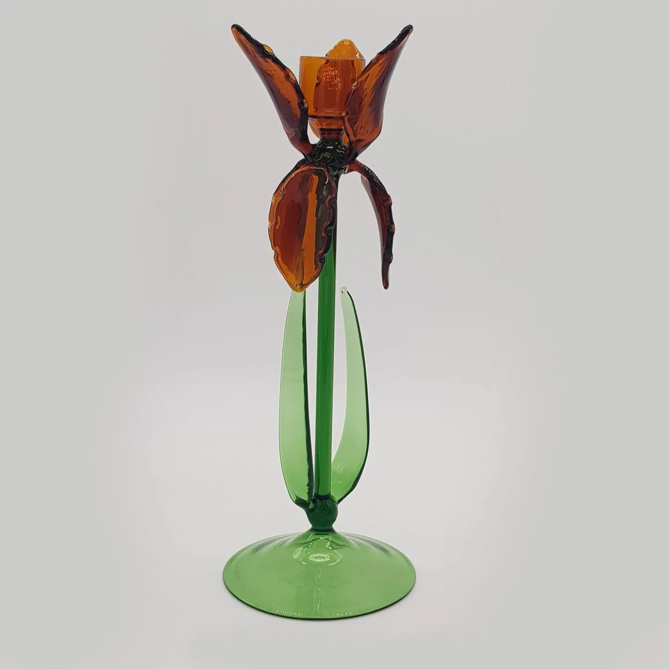 Portacandele Iris C185 in Vetro Soffiato Arancione