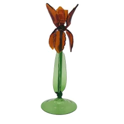 Portacandele Iris C185 in Vetro Soffiato Arancione