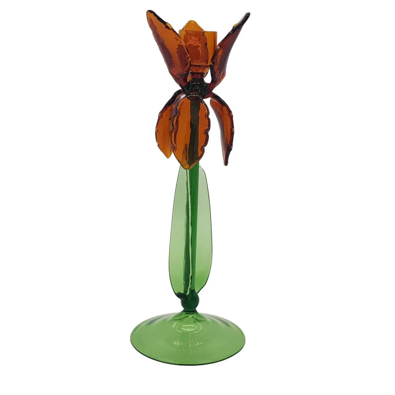 Portacandele Iris C185 in Vetro Soffiato Arancione