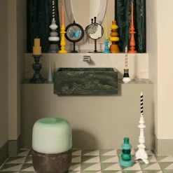 Portacandele Medio Geometrico in ceramica con toni del nero