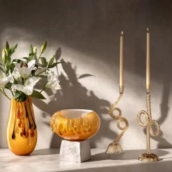 Portacandele The Snake in vetro di Murano beige