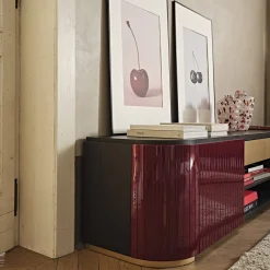 Porta TV Kota in frassino amaranto e moka