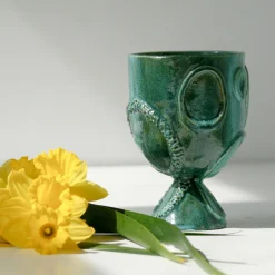 Portavaso in ceramica verde Acini