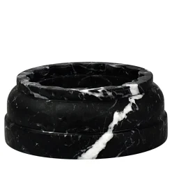 POR Vaso a colonna in marmo nero satinato Marquina