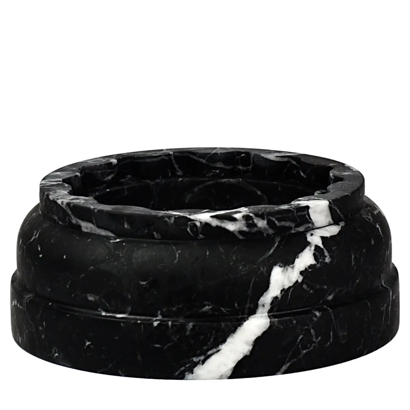 POR Vaso a colonna in marmo nero satinato Marquina