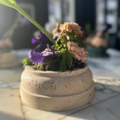 POR Vaso a colonna in marmo Travertino satinato