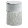 Pouf argento scintillante con frangia argento