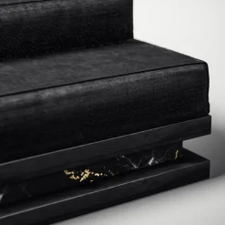 Pouf AR14 in Legno e Marmo Nero Marquina