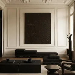 Pouf AR14 in Legno e Marmo Nero Marquina