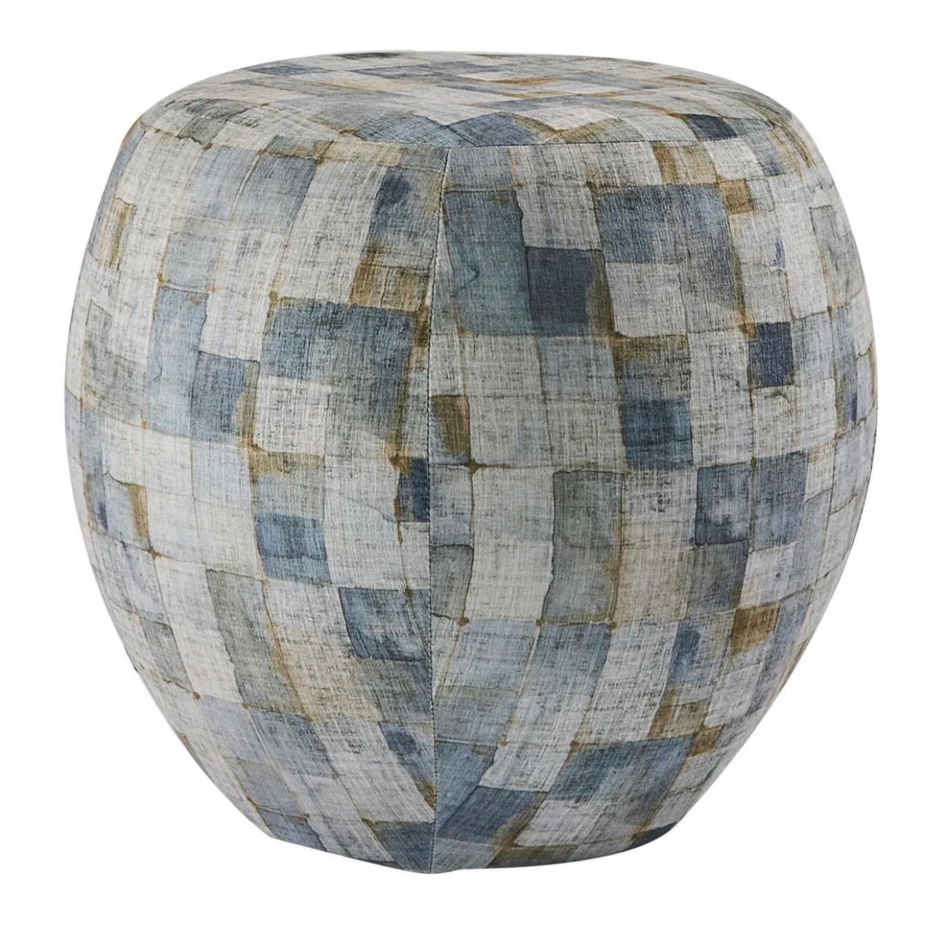 Pouf Arrotondato Orfeo con Motivo Geometrico Multicolore