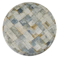 Pouf Arrotondato Orfeo con Motivo Geometrico Multicolore
