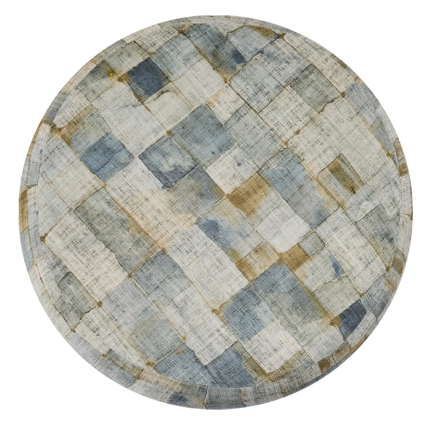 Pouf Arrotondato Orfeo con Motivo Geometrico Multicolore