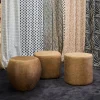 Pouf Arrotondato Orfeo Marrone con Motivo Geometrico