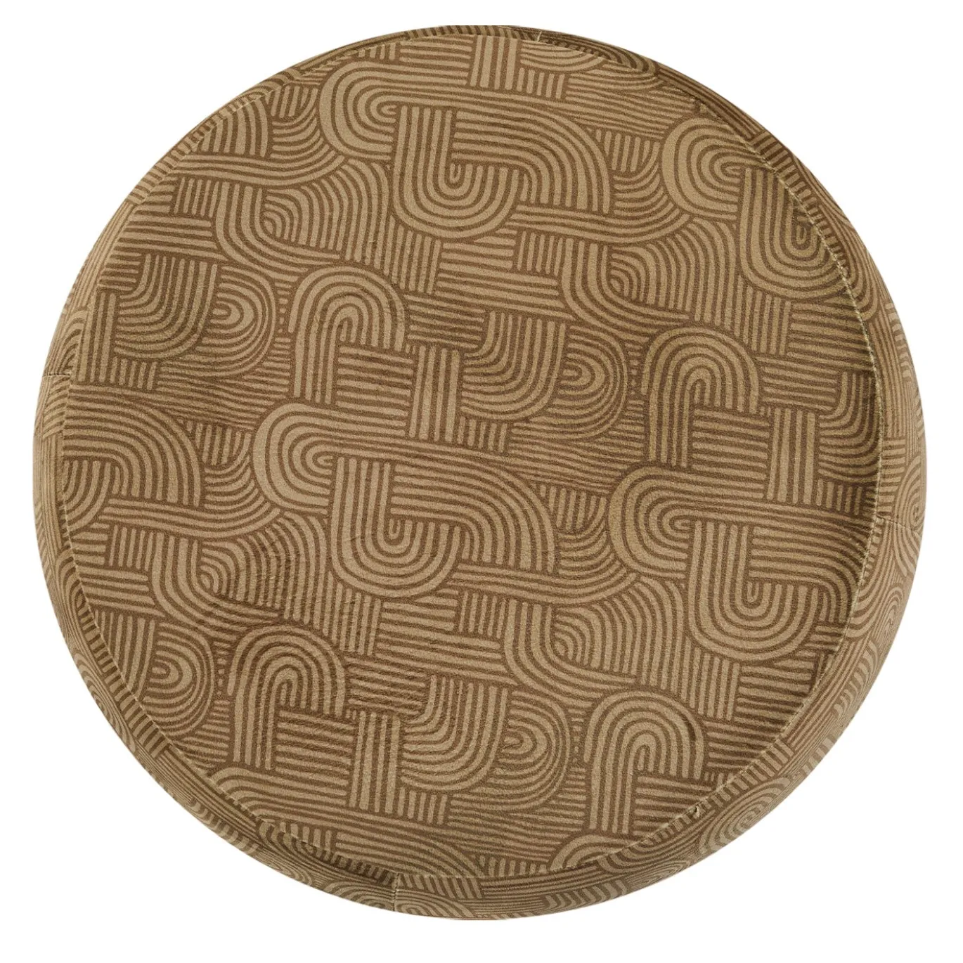 Pouf Arrotondato Orfeo Marrone con Motivo Geometrico