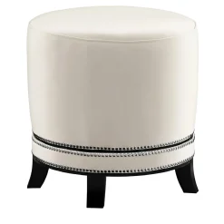 Pouf Art Déco Oscar in velluto bianco