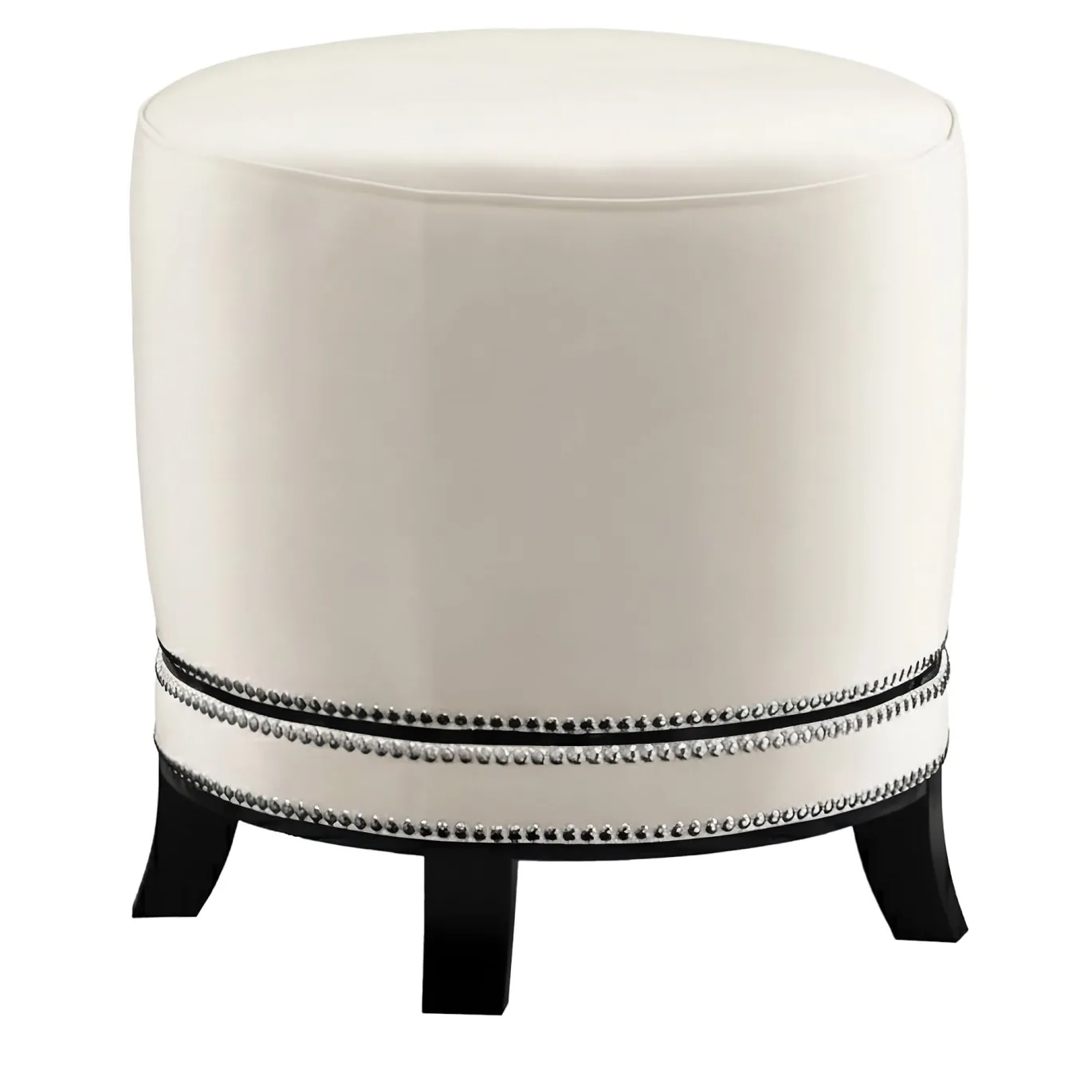 Pouf Art Déco Oscar in velluto bianco