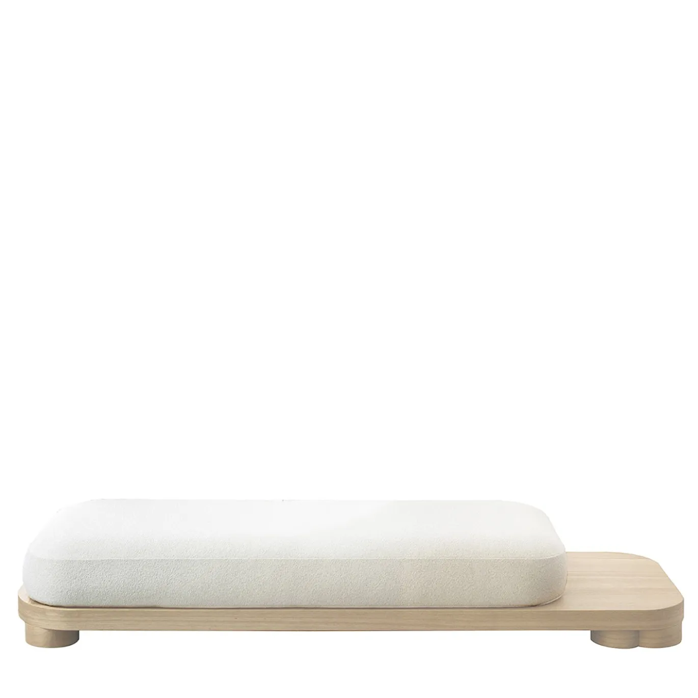 Pouf Belmont Bianco con base in rovere della Collezione Riviera