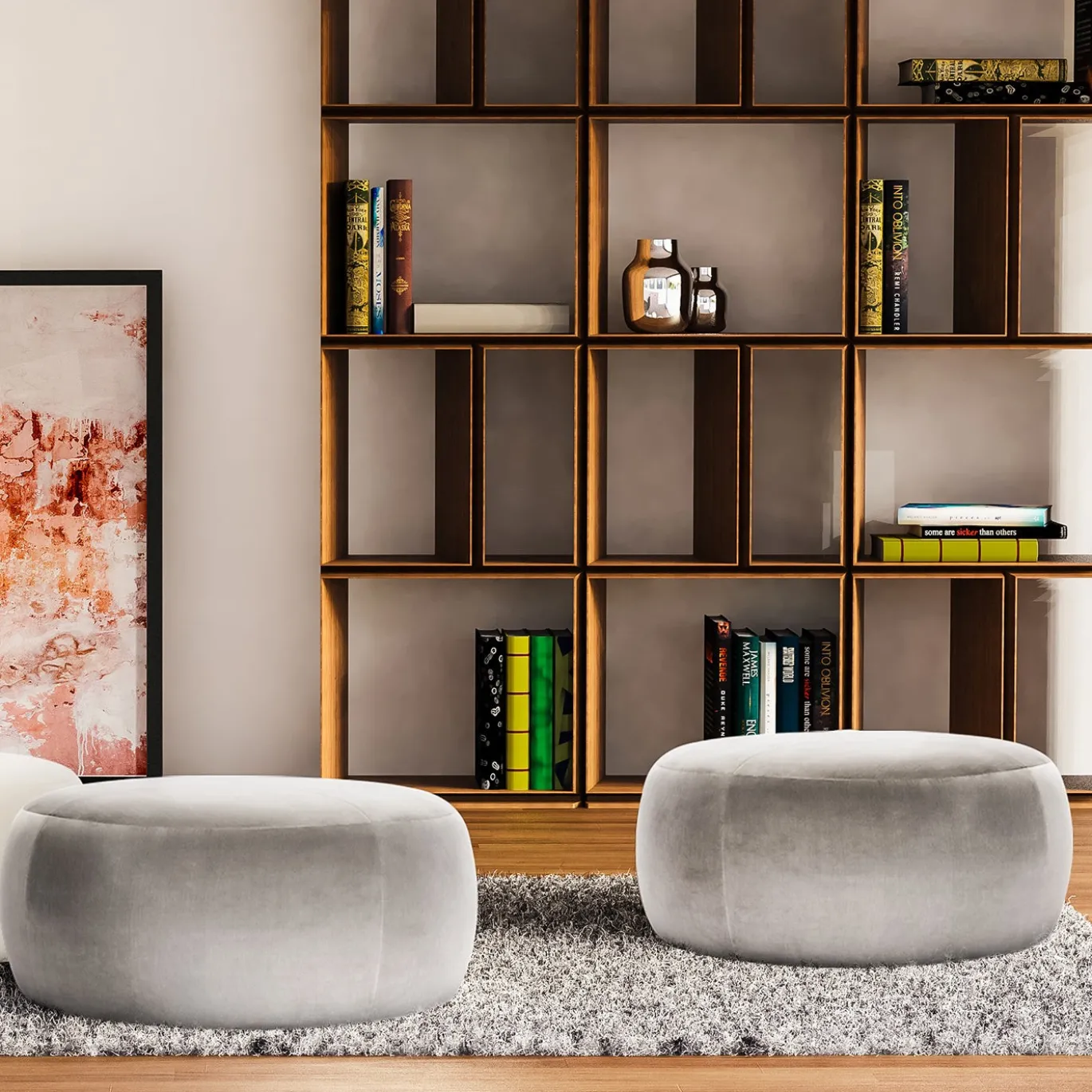 Pouf Billie D90 rotondo grigio