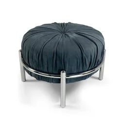 Pouf Bonbon in pelle blu