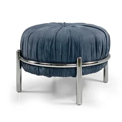 Pouf Bonbon in pelle blu
