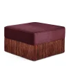 Pouf Bordeaux con frange colorate