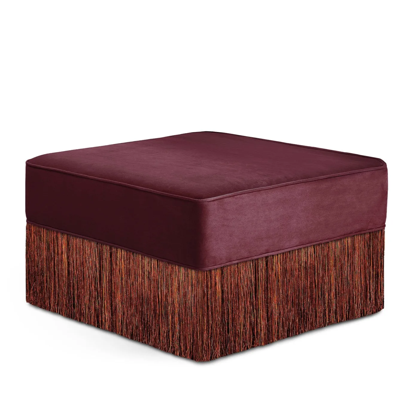 Pouf Bordeaux con frange colorate