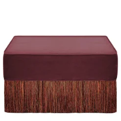Pouf Bordeaux con frange colorate