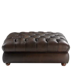 Pouf capitonnè Chesterfield pelle marrone