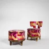 Pouf Charles K in tessuto Reimei Red