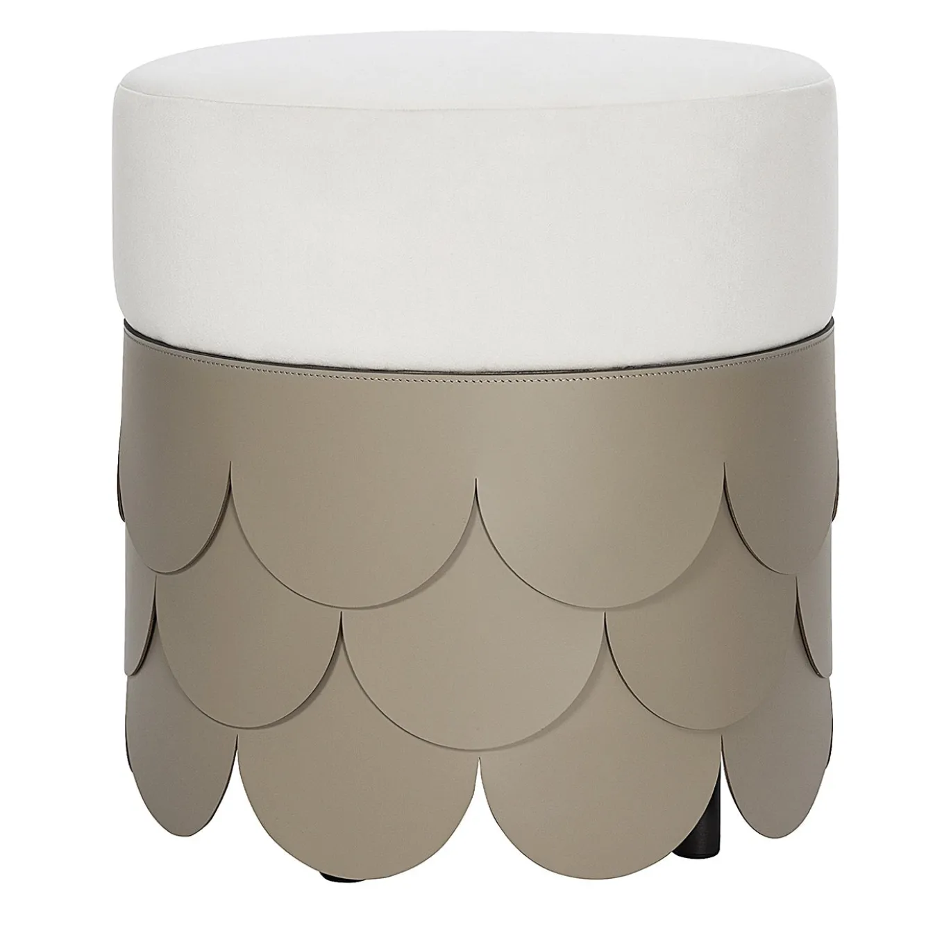 Pouf Charleston in Pelle Color Fango