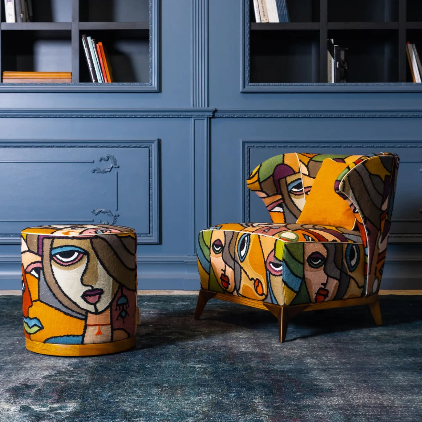 Pouf cilindrico Agostina con pattern Women