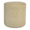 Pouf cilindrico Club beige con motivo geometrico