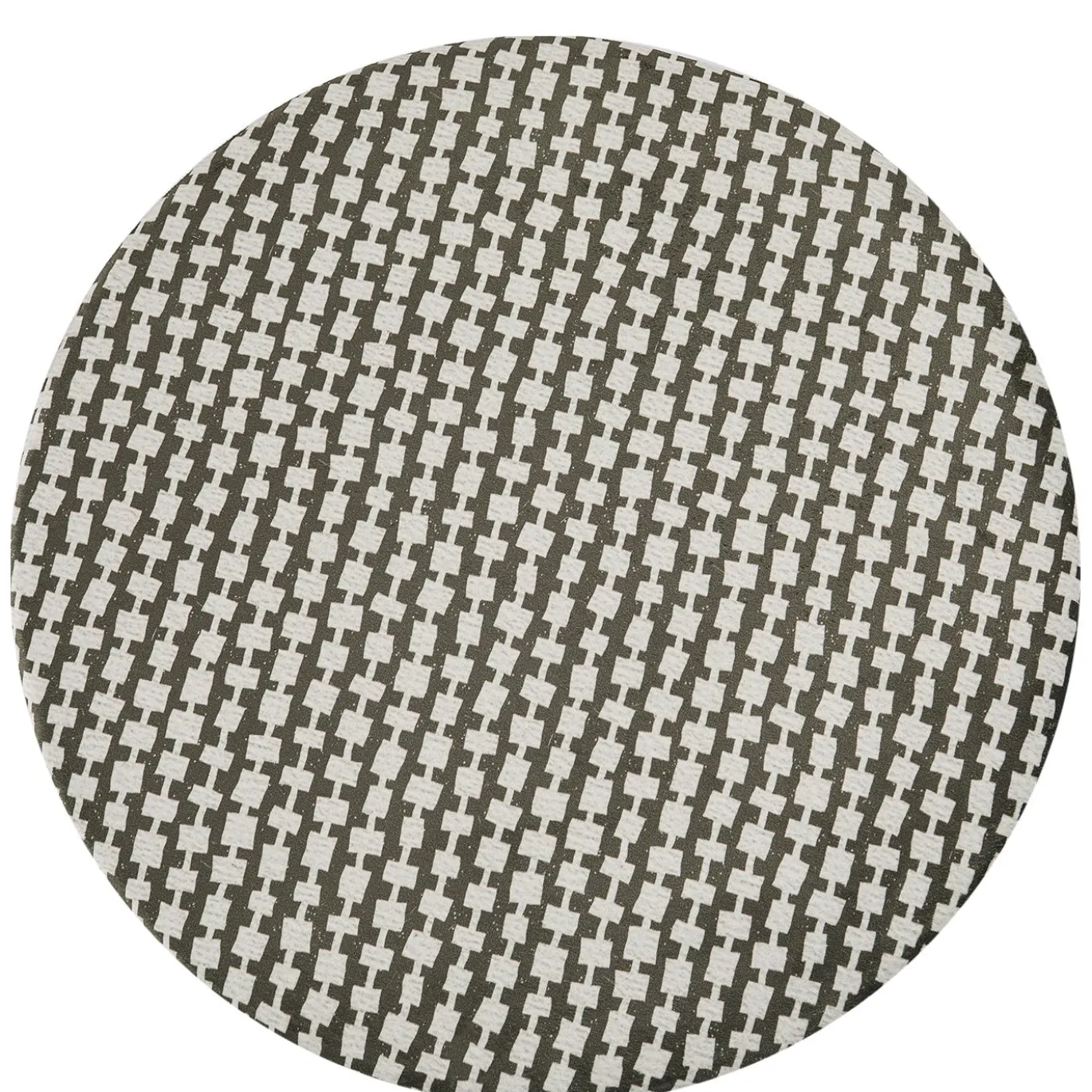Pouf cilindrico Club con motivo geometrico marrone e bianco