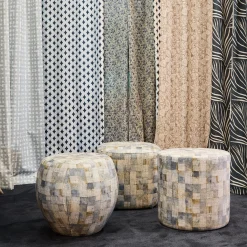 Pouf cilindrico Club con motivo geometrico multicolore