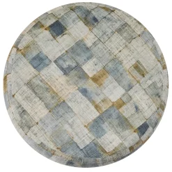 Pouf cilindrico Club con motivo geometrico multicolore