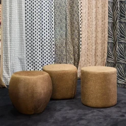 Pouf Cilindrico Club Marrone con Motivo Geometrico