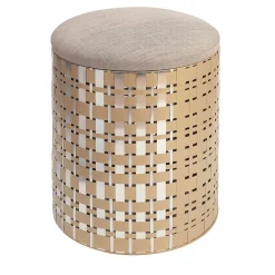Pouf cilindrico Nimbus 40 in alluminio champagne