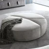 Pouf circolare in tessuto grigio chiaro Mirage