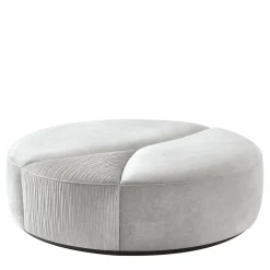 Pouf circolare in tessuto grigio chiaro Mirage