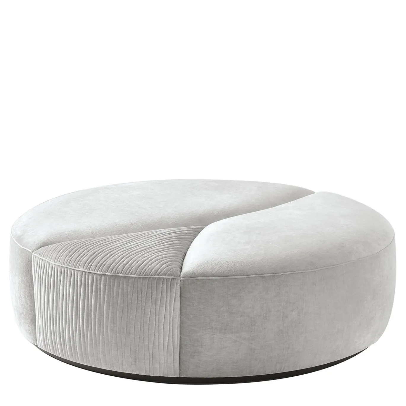 Pouf circolare in tessuto grigio chiaro Mirage