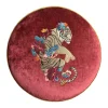 Pouf Circus ricamato in rosa fragola e bronzo