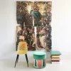 Pouf con cravatta geometrica Couture rosa e menta