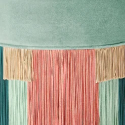 Pouf con cravatta geometrica Couture rosa e menta