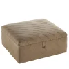 Pouf contenitore Dauphin in pelle beige