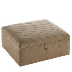Pouf contenitore Dauphin in pelle beige