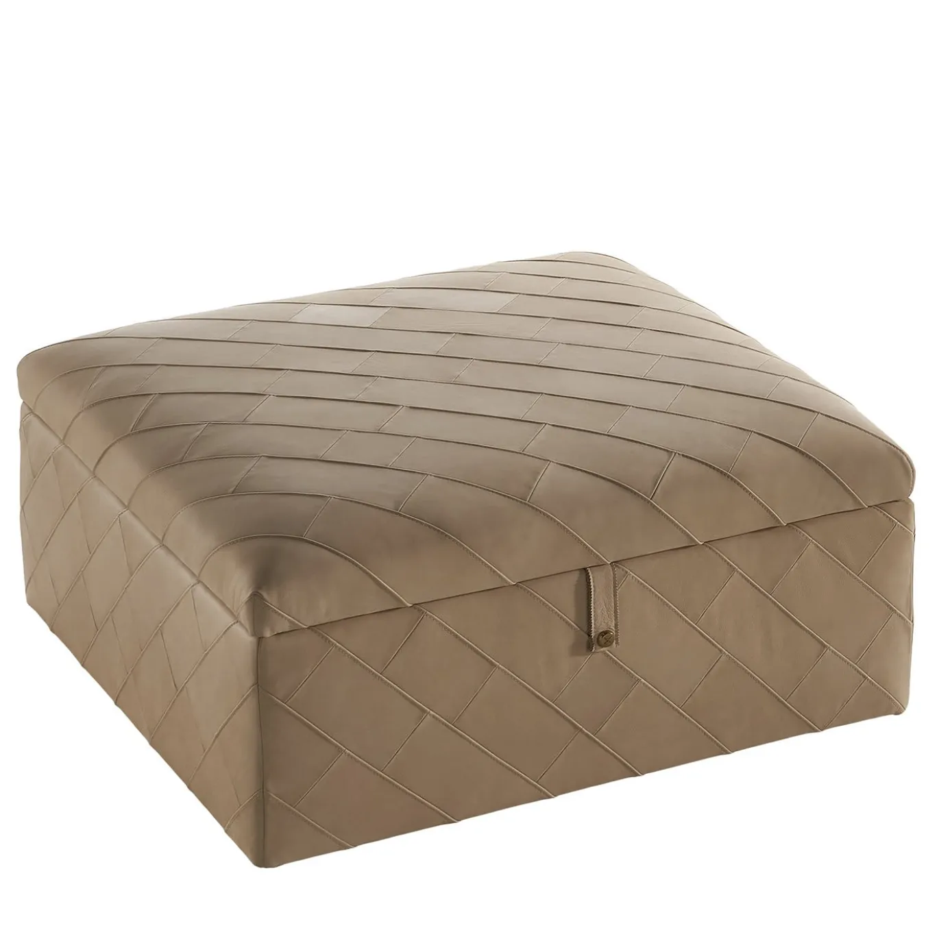 Pouf contenitore Dauphin in pelle beige