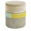 Pouf Couture beige con frangia lineare