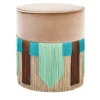 Pouf cravatta geometrico Couture beige e schiuma di mare