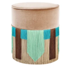 Pouf cravatta geometrico Couture beige e schiuma di mare