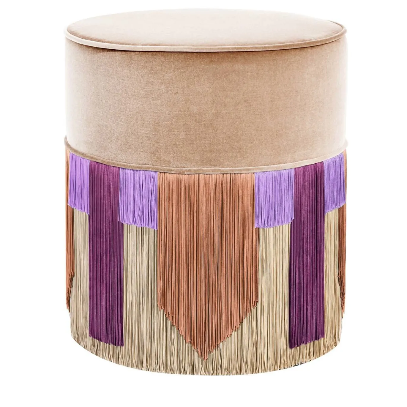 Pouf cravatta geometrico Couture beige e viola